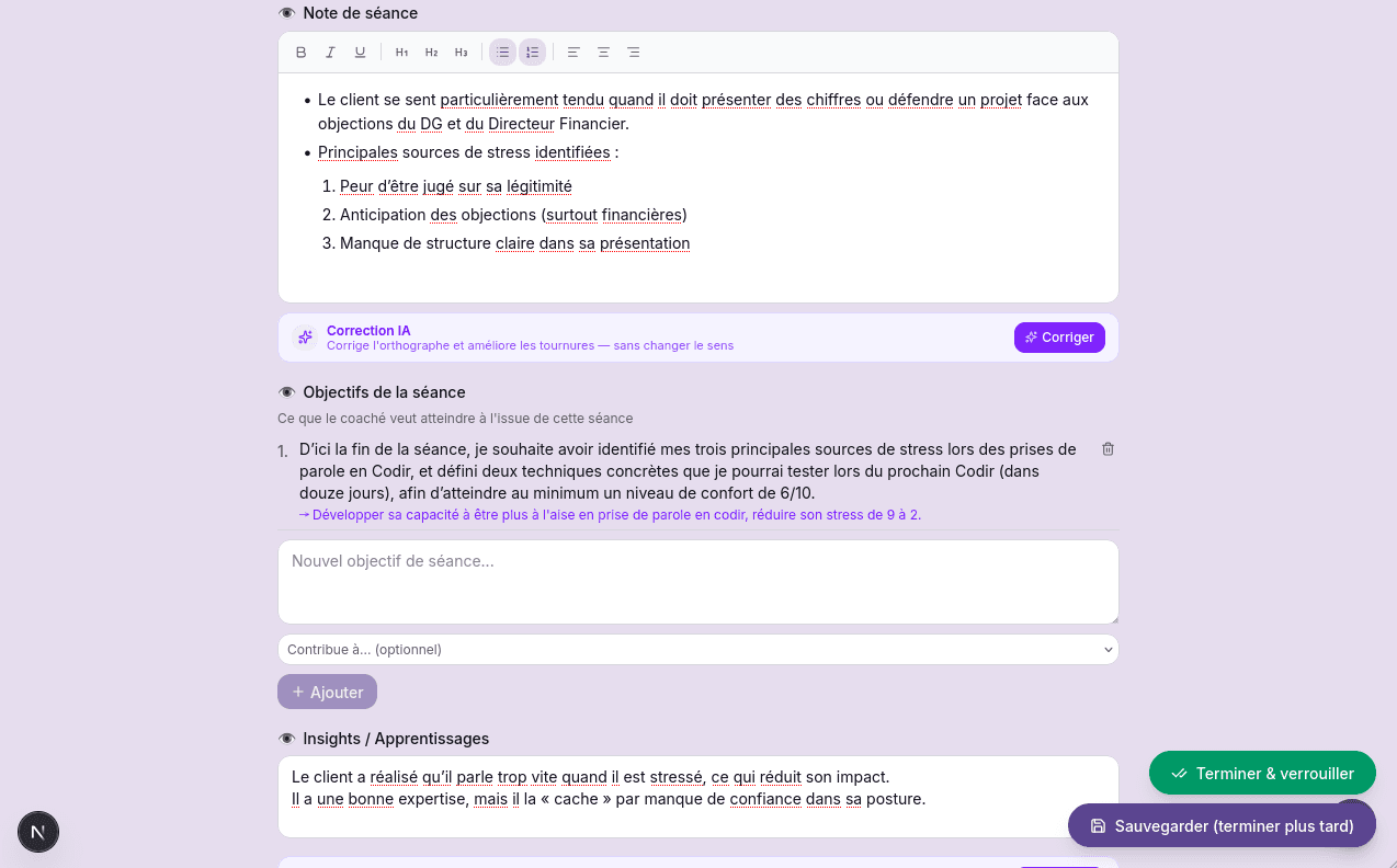 Notes de séance claires et partagées